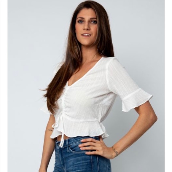 Drawstring Ruffle Top - Picture 2 of 4